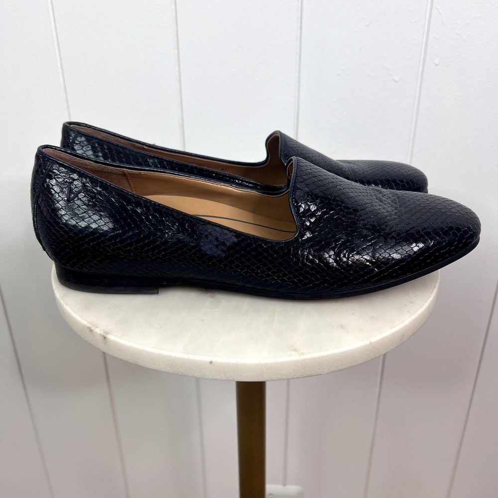 Vionic Navy Willa Boa Slip On Flat in Snake Skin with Arch Support  SZ 9